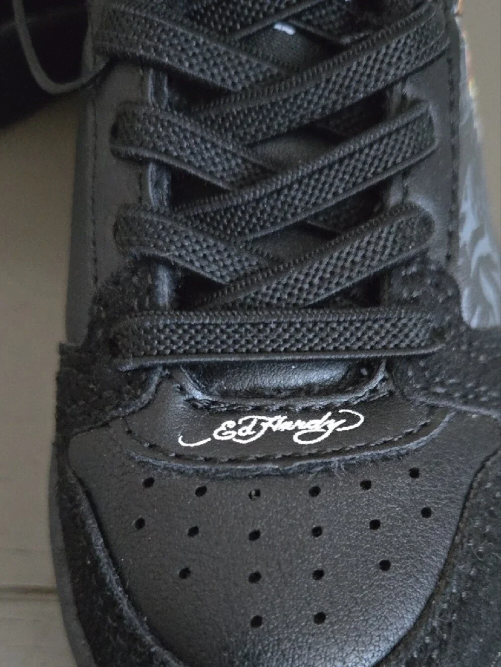 Ed Hardy Black Sneakers with Tiger Graphic